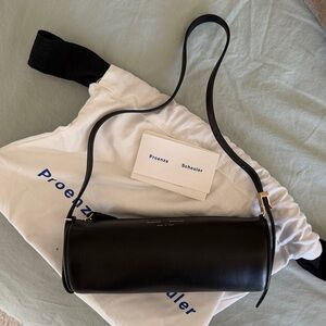 Proenza Schouler Black Leather Silo Shoulder Bag
